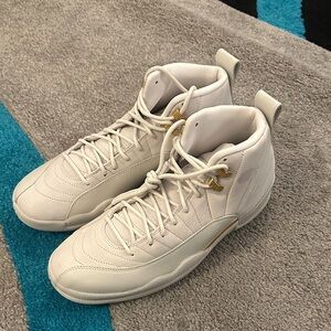 Jordan Cream and Gold High-Top Sneakers